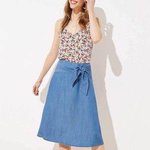 NWT Loft Chambray Tie Waist Midi Skirt